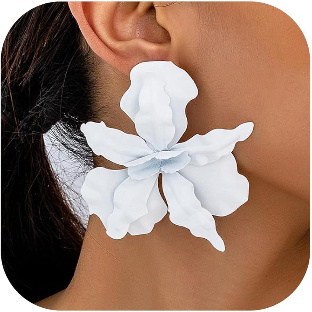 Statement Flower Earrings for Women Trendy Pink Flower Dangle Drop Earrings Spring Statement Jewe... | Amazon (US)