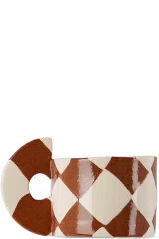 Brown & White Check Mug | SSENSE