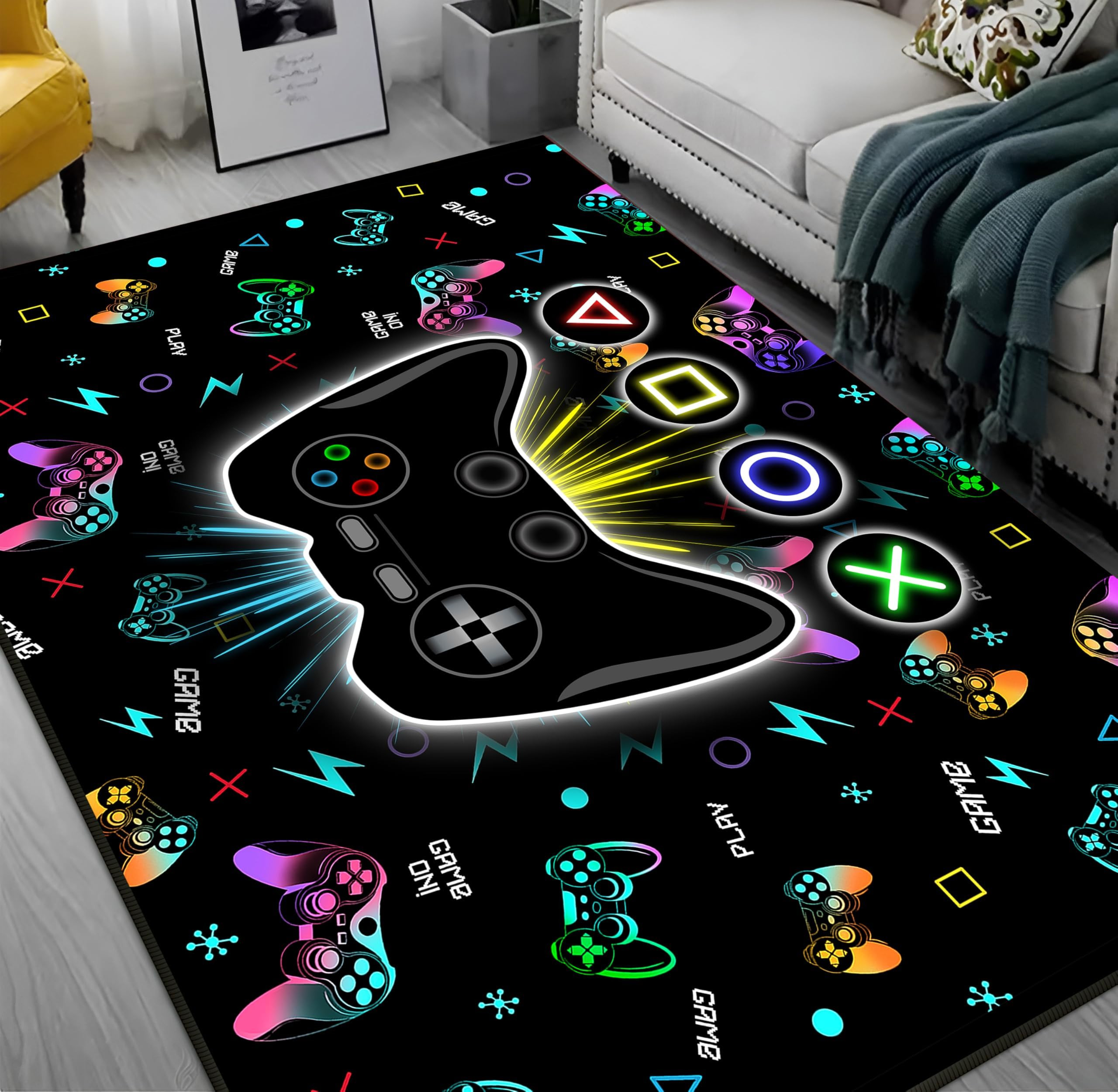 Gaming Rugs for Boys Bedroom, Gamer Rug Boys Room Decor, Game Bedroom Carpet for Teens, Gaming Ru... | Amazon (US)