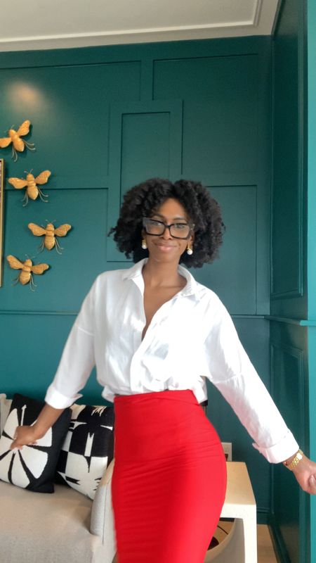 Today’s official office lewk! I look like I work for chick fil a, but I’m going with it!

Work outfit, business casual, red skirt, midi skirt, white button down, Amazon fashion, white shirt outfit, pop of color, white button down outfit

#LTKStyleTip #LTKFindsUnder50 #LTKWorkwear