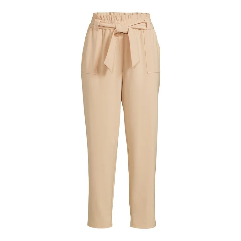 Nine.Eight Women’s Cropped Paper Bag Waist Pants | Walmart (US)