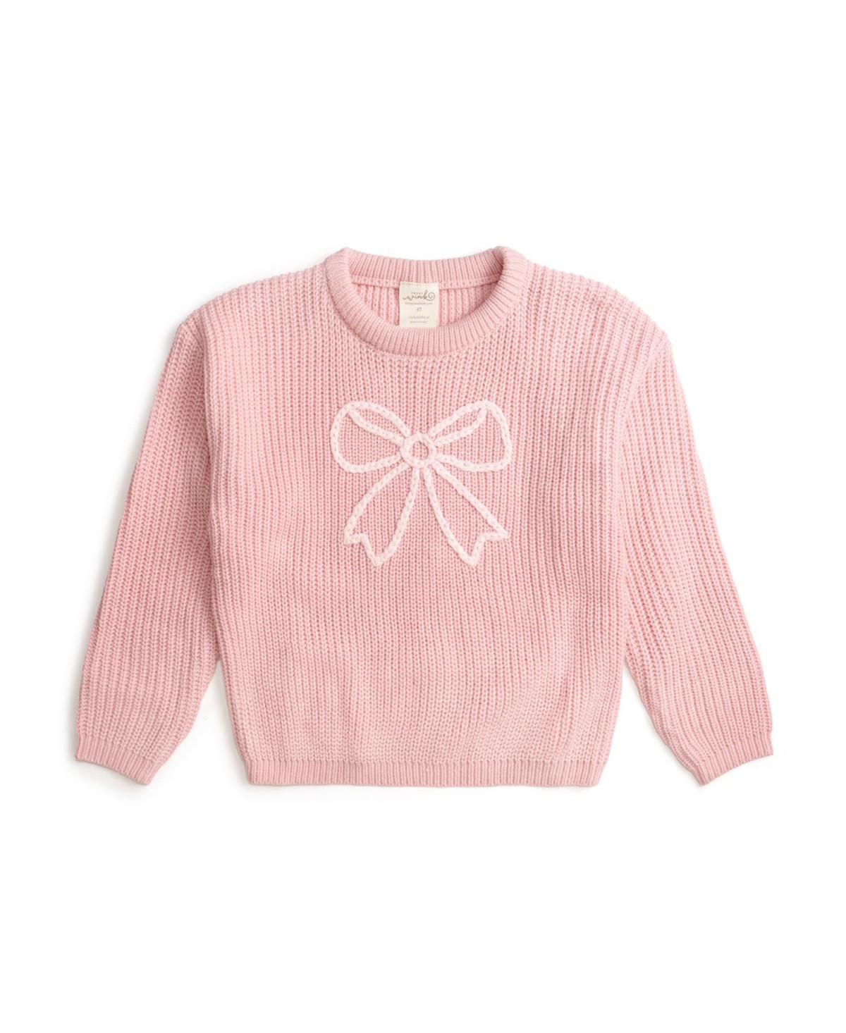 Sweet Wink Toddler Girls Coquette Bow Knit Sweater - Blush pink | Macy's