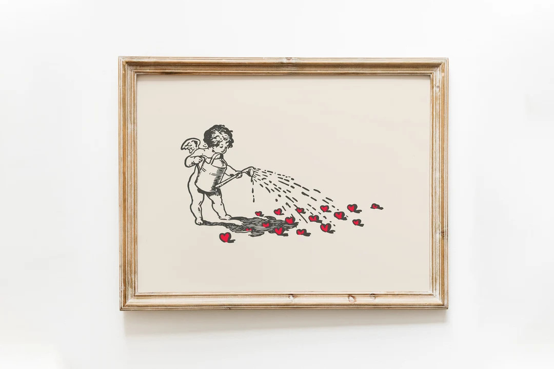 Vintage Cupid Heart Print: Valentine's Day Wall Art (Digital Download) | Etsy (US)