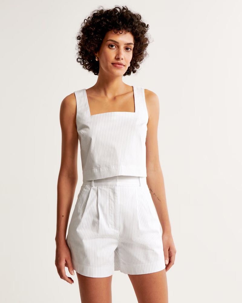 Crisp Cotton Squareneck Set Top | Abercrombie & Fitch (US)