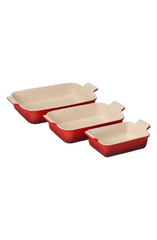 Le Creuset The Heritage Set of 3 Rectangular Baking Dishes in Cerise at Nordstrom | Nordstrom