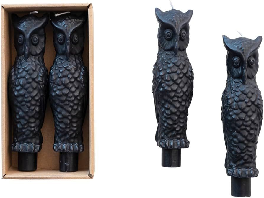 Creative Co-Op 6' H Unscented Owl Taper Candles in Box, Black Color, Set of 2 (Approximate Burn T... | Amazon (US)