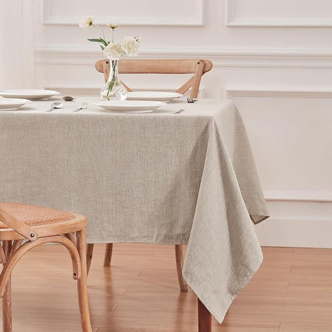 TOSMO 100% French Linen Tablecloth, Washable Farmhouse Rectangle Table Cloth for Kitchen, Dining,... | Amazon (US)