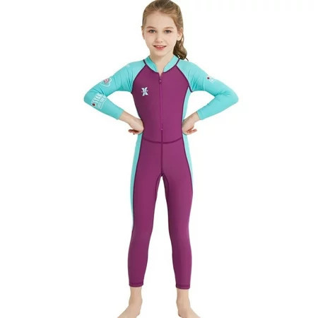 Kid s Diving Suit Boys&Girls Long-Sleeve One Piece Full Body Sunsuit Swimsuit 2-7Y | Walmart (US)