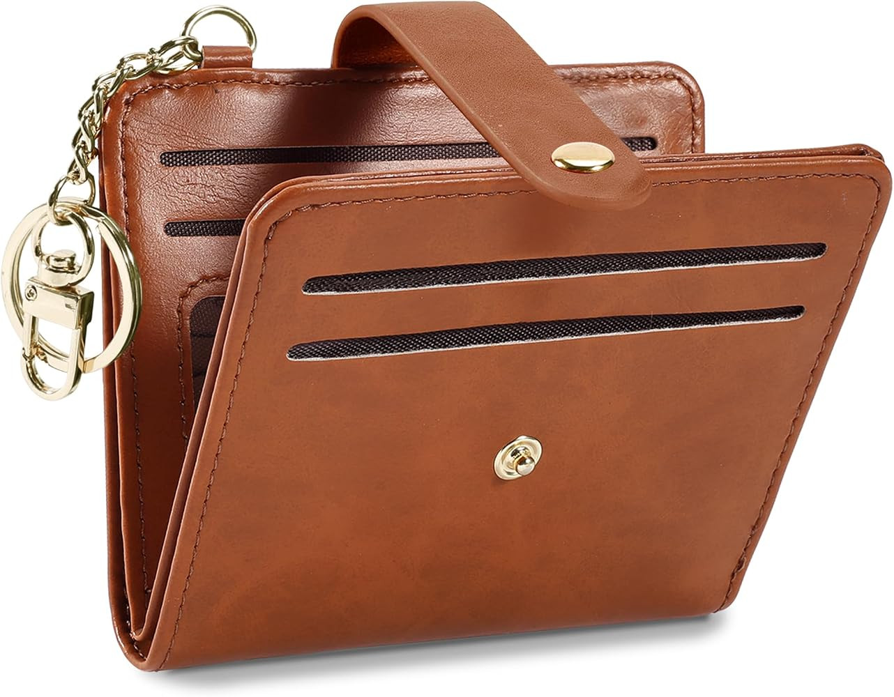 Small Wallet Women RFID, PU Leather Card Holder with Keychain | Amazon (US)