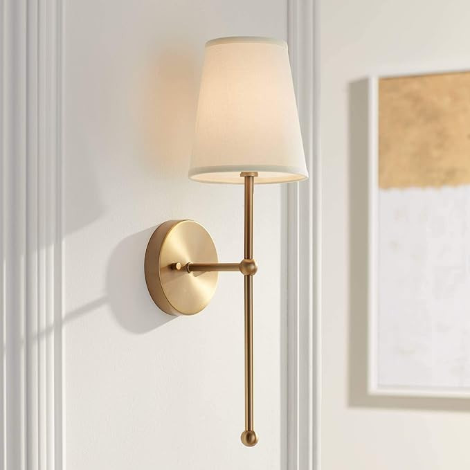 Possini Euro Design Elena Modern Wall Sconce Lighting Warm Brass Gold Metal Hardwired 21" High Fi... | Amazon (US)
