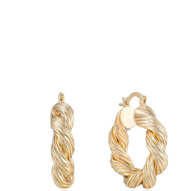 Ettika Modern Day 18k Gold Plated Twist Hoops - Gold - ONE SIZE ONLY | Verishop