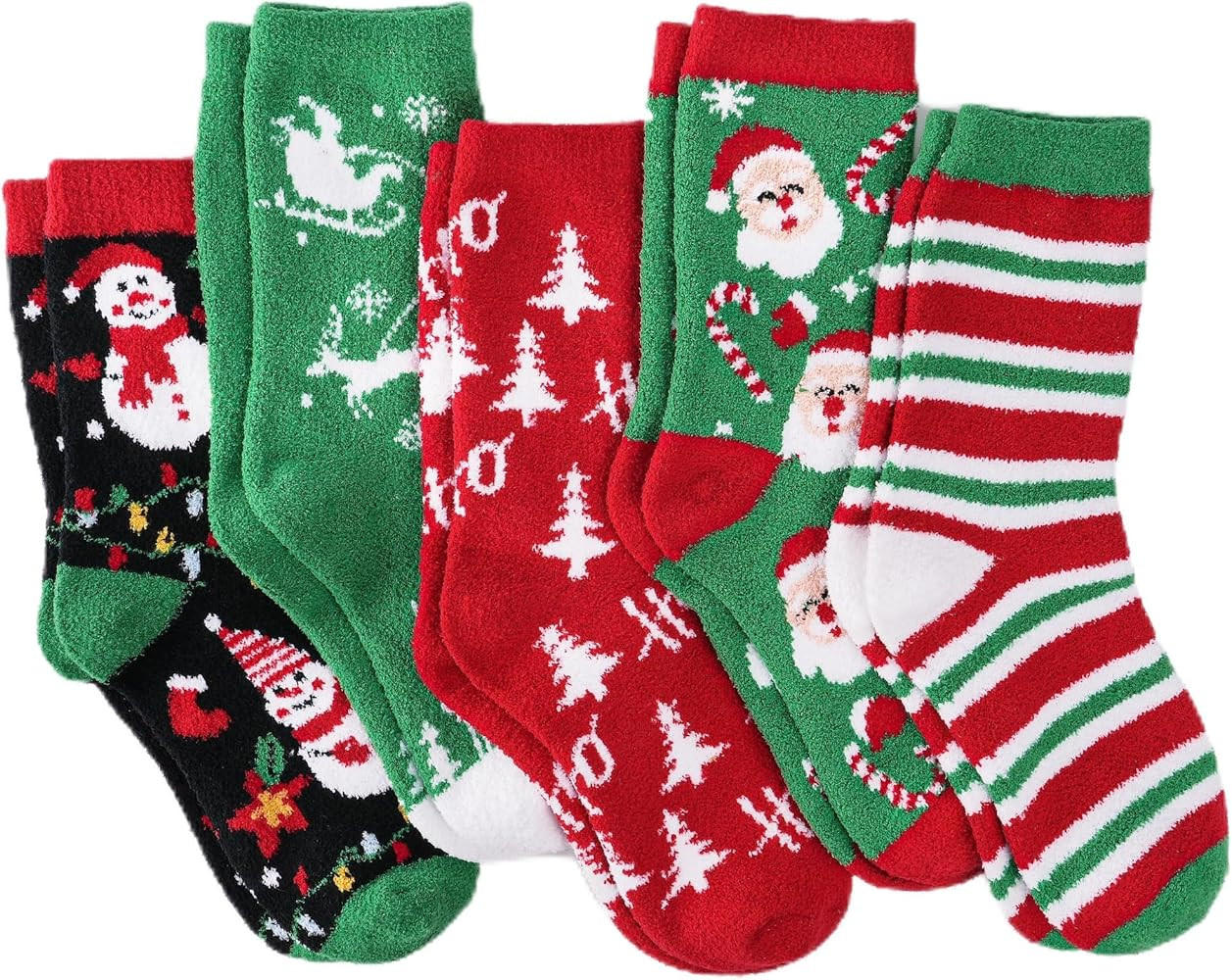 Christmas Fuzzy Socks for Women 5 Pairs Winter Warm Cosy Holiday Slipper Socks Xmas Gifts for Wom... | Amazon (US)