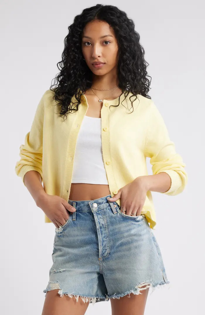 Crewneck Cotton Blend Cardigan | Nordstrom