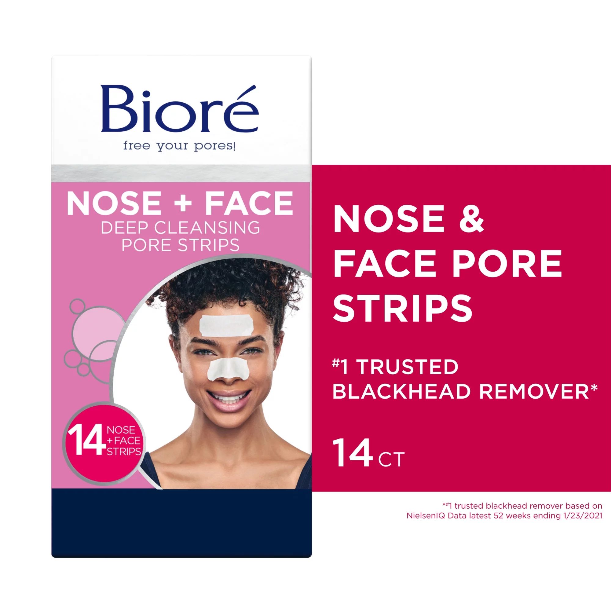 Biore Original Nose+Face Deep Cleansing Blackhead Remover Pore Strips, 7 Nose + 7 Face Strips, 14... | Walmart (US)