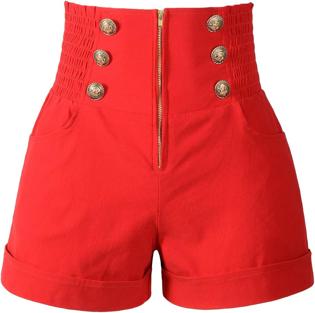 Penelope Vintage Women's 50s Retro Rockabilly Style High Waist Pinup Shorts | Amazon (US)