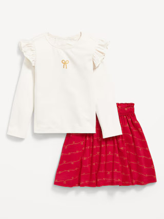 Long-Sleeve Ruffle T-Shirt and Skirt Set for Toddler Girls | Old Navy (US)