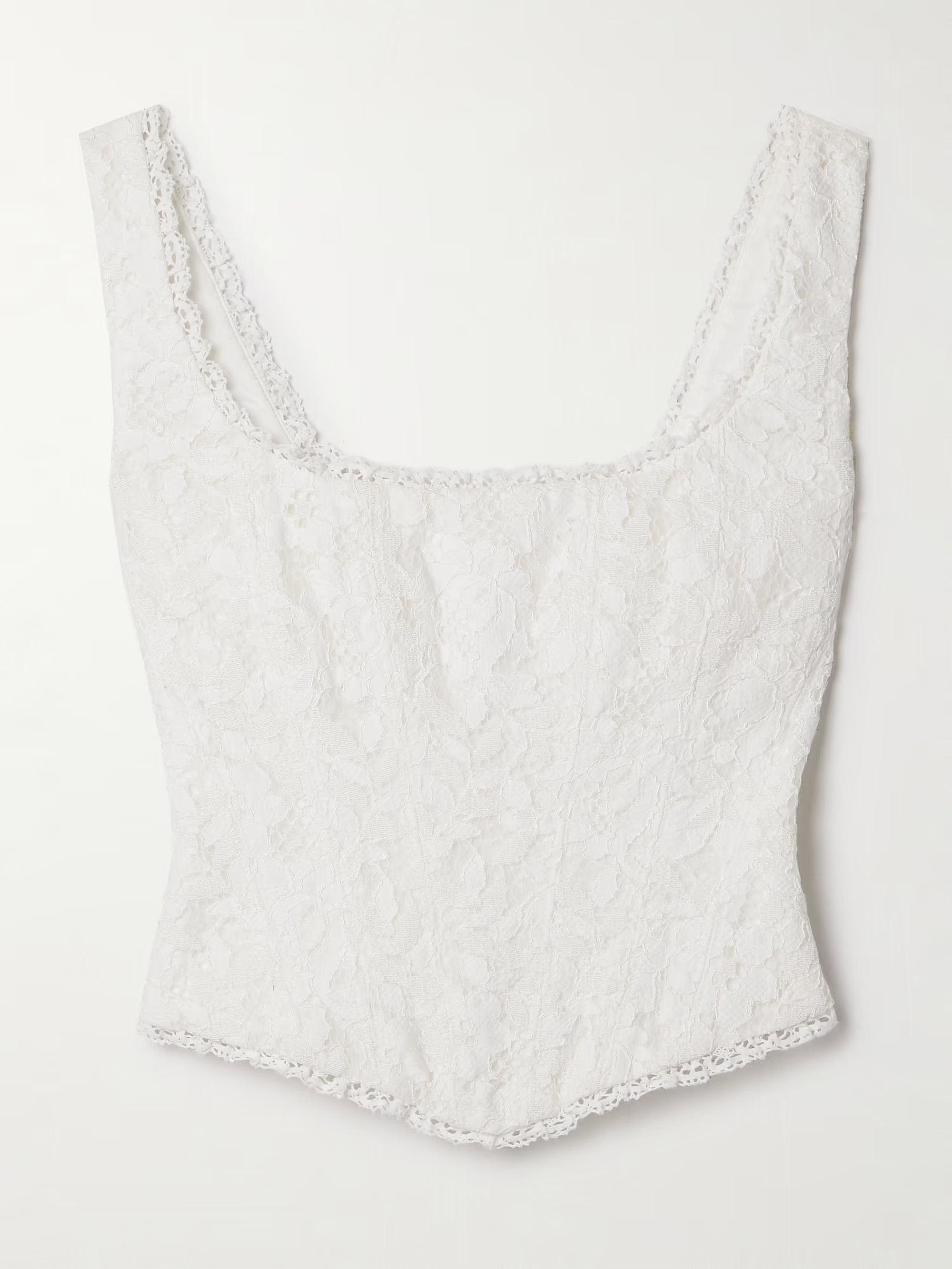 Lorelai cropped crochet-trimmed corded lace bustier top | NET-A-PORTER (US)