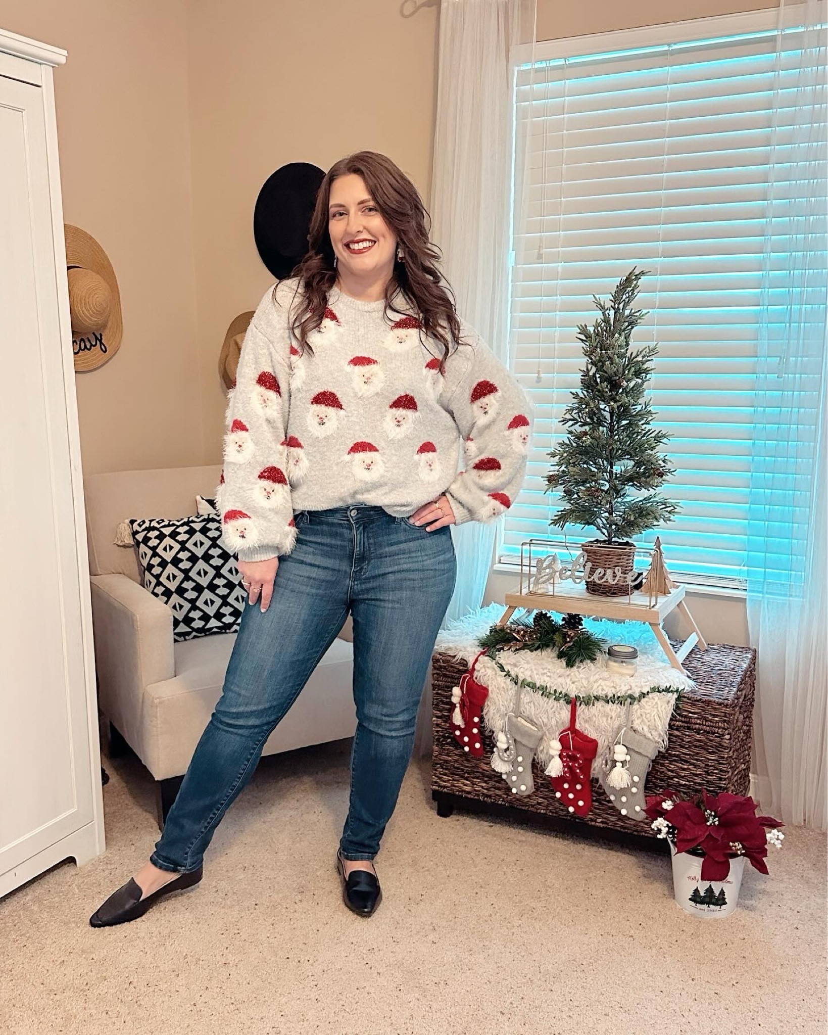 Santa sweater
Judy blue jeans
Black loafers
Santa earrings
Christmas outfit
Christmas look 
Christmas fit over 40


#LTKHoliday #LTKover40 #LTKSeasonal