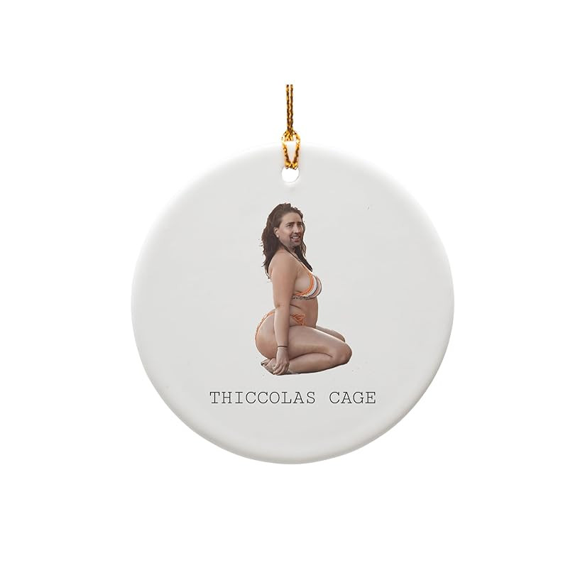 Thiccolas Cage Funny Christmas Ornament, Funny Nicolas Ornament, Gag Gift, Funny Gift for Brother... | Amazon (US)