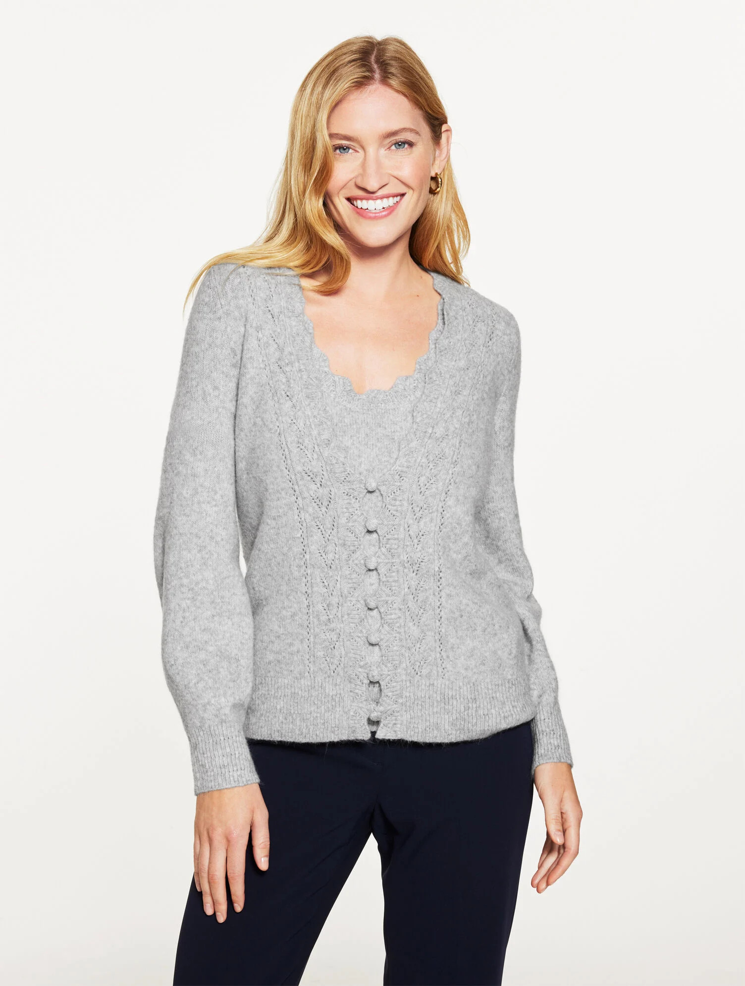 Pointelle V-Neck Cardigan | Talbots