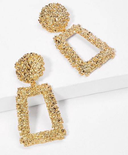 Gold geometric drop earrings from shein.

#LTKunder50 #LTKstyletip