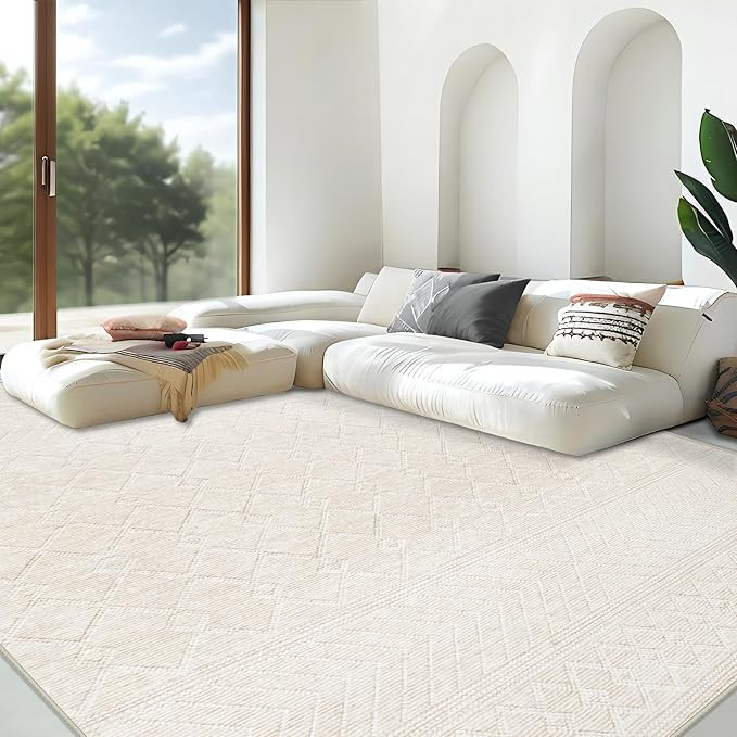 Area Rug Living Room Rugs 8x10 - Large Soft Boho Geometric Rug, Non-Slip Foldable Washable Rugs N... | Amazon (US)