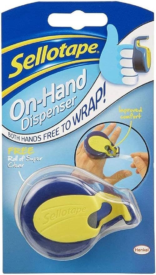 Sellotape On-Hand Dispenser for sticky tape / Both hands free for crafting and wrapping / 1 x dis... | Amazon (UK)