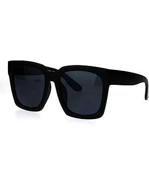 Womens Boyfriend Style XXL Oversize Horned Rim Thick Plastic Sunglasses | Amazon (US)