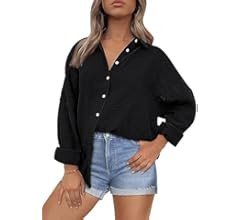 AUTOMET Womens Button Down Shirts Fall Fashion 2023 Shacket Jacket Long Sleeve Oversized Work Blo... | Amazon (US)