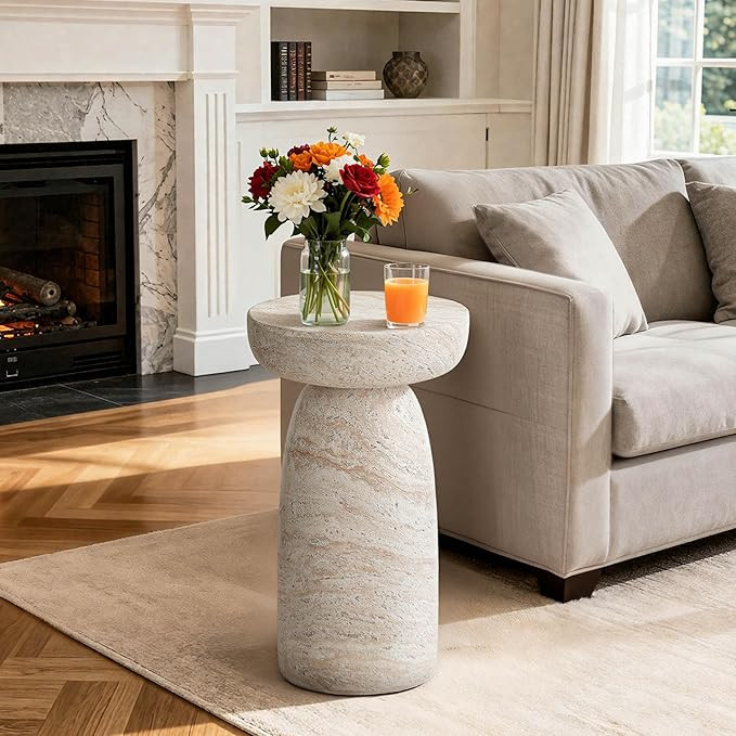 24" Large Side Table Outdoor, Modern Geometric Pedestal End Table, Multi-Functional & Decorative ... | Amazon (US)