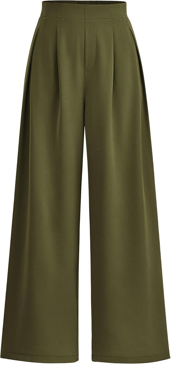 KIRUNDO Womens Wide Leg Dress Pants 2024 High Waisted Palazzo Business Casual Work Office Flowy T... | Amazon (US)