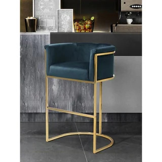 Silver Orchid Rowland Velvet Upholstered Bar/Counter Stool - Black - Bar height | Bed Bath & Beyond
