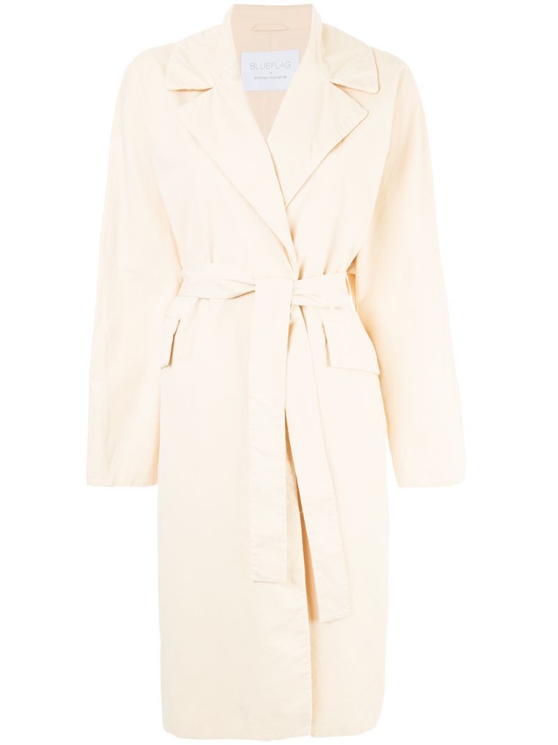 Blueflag + Kiminori Morishita - belted coat - women - Cotton - 36, White, Cotton | FarFetch US