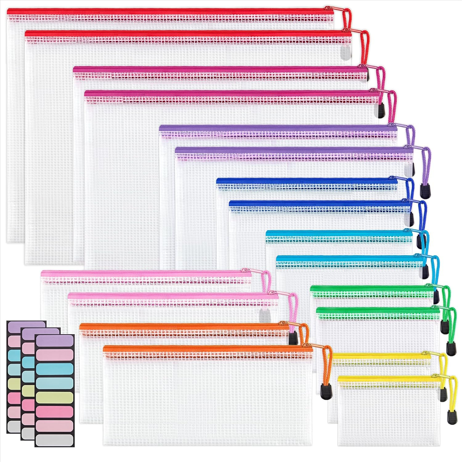 JARLINK 18 Pcs Mesh Zipper Pouch Bags, 8 Sizes Waterproof Zipper Bags | Amazon (US)