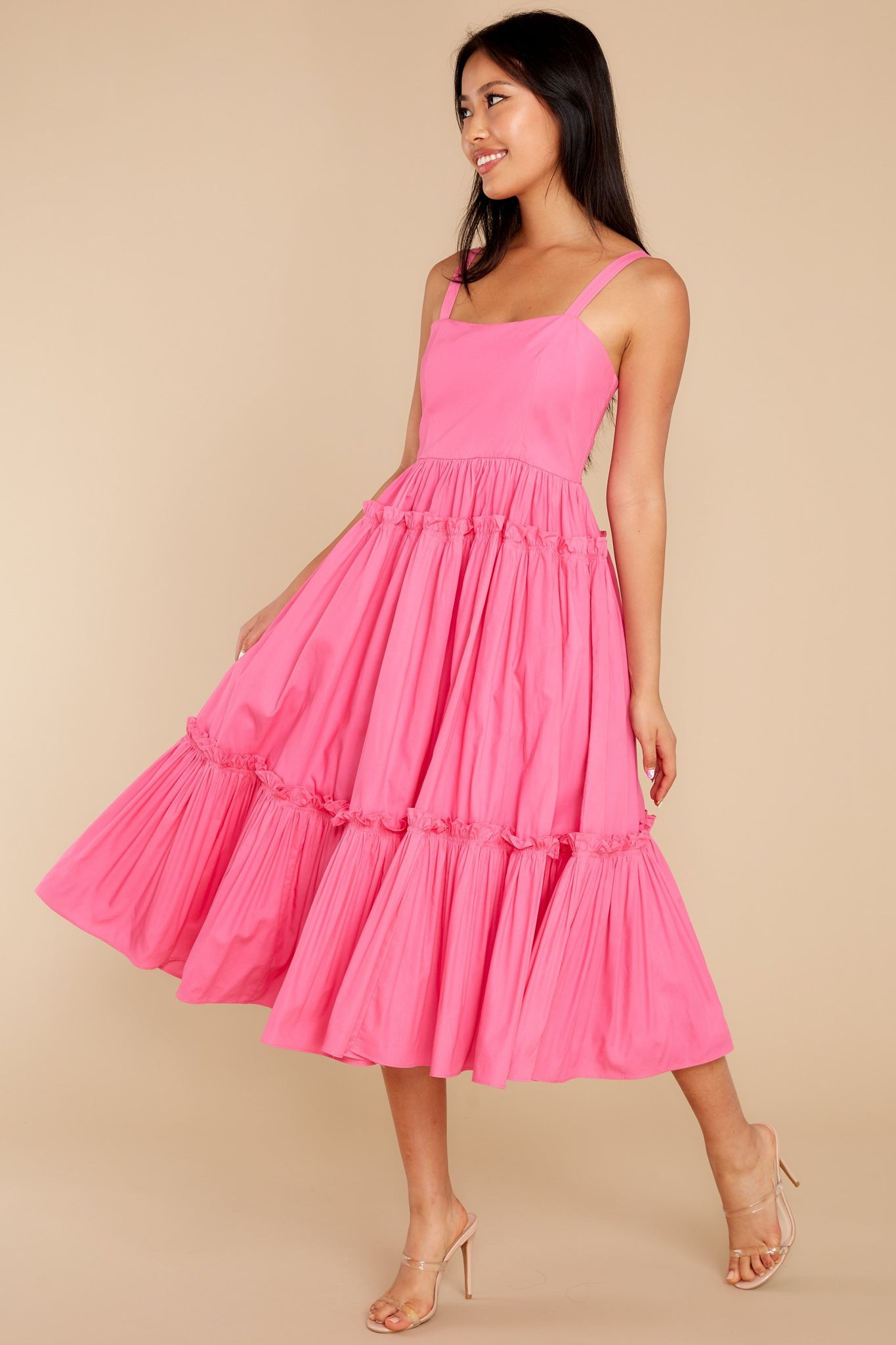 A Thousand Wishes Hot Pink Midi Dress | Red Dress 