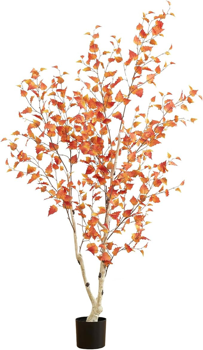 Nearly Natural 6ft. Autumn Birch Artificial Fall Tree | Amazon (US)