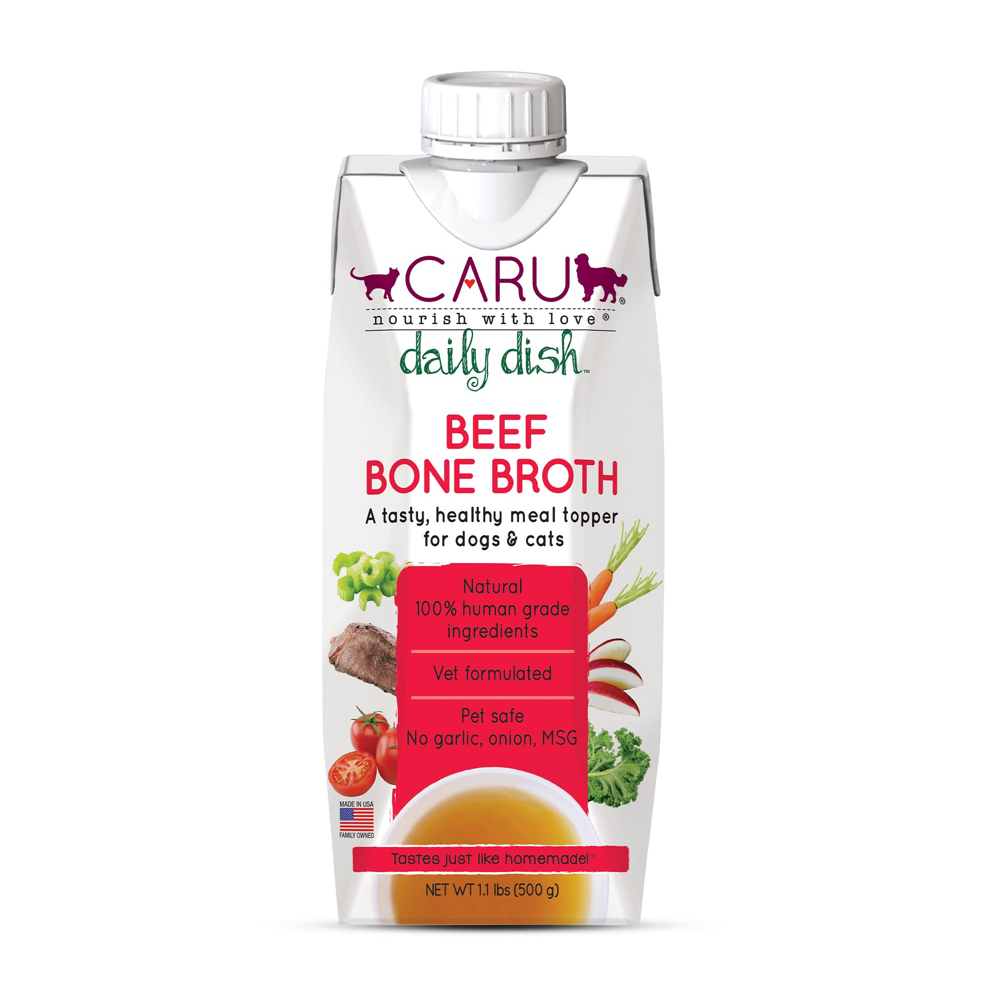 Caru - Daily Dish Beef Bone Broth - Meal Topper for Dogs & Cats - Supports Overall Pet Health - P... | Amazon (US)