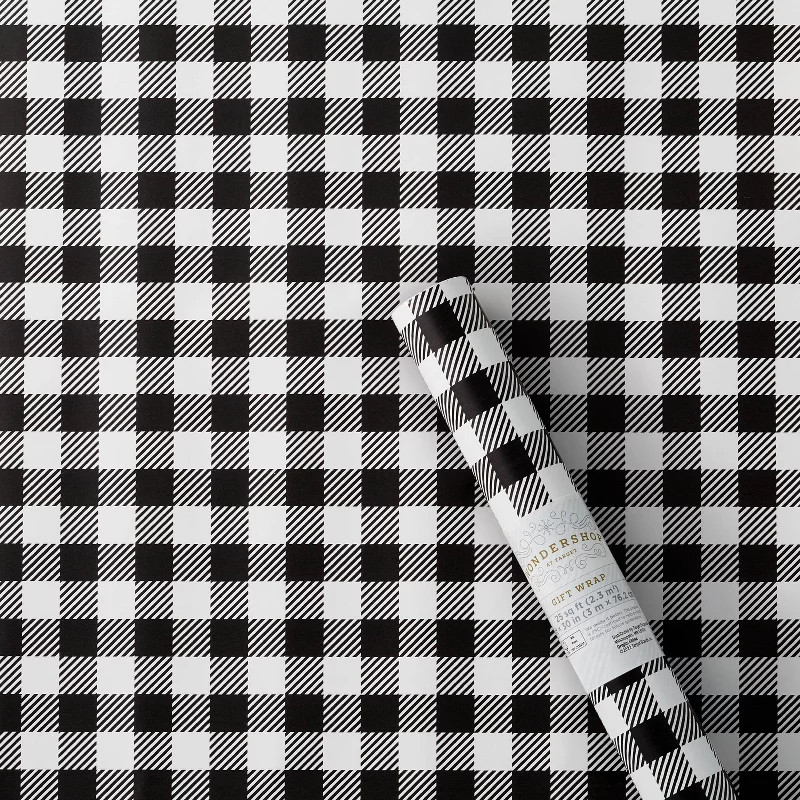 25 sq ft Buffalo Check Gift Wrap Black/White - Wondershop™ | Target