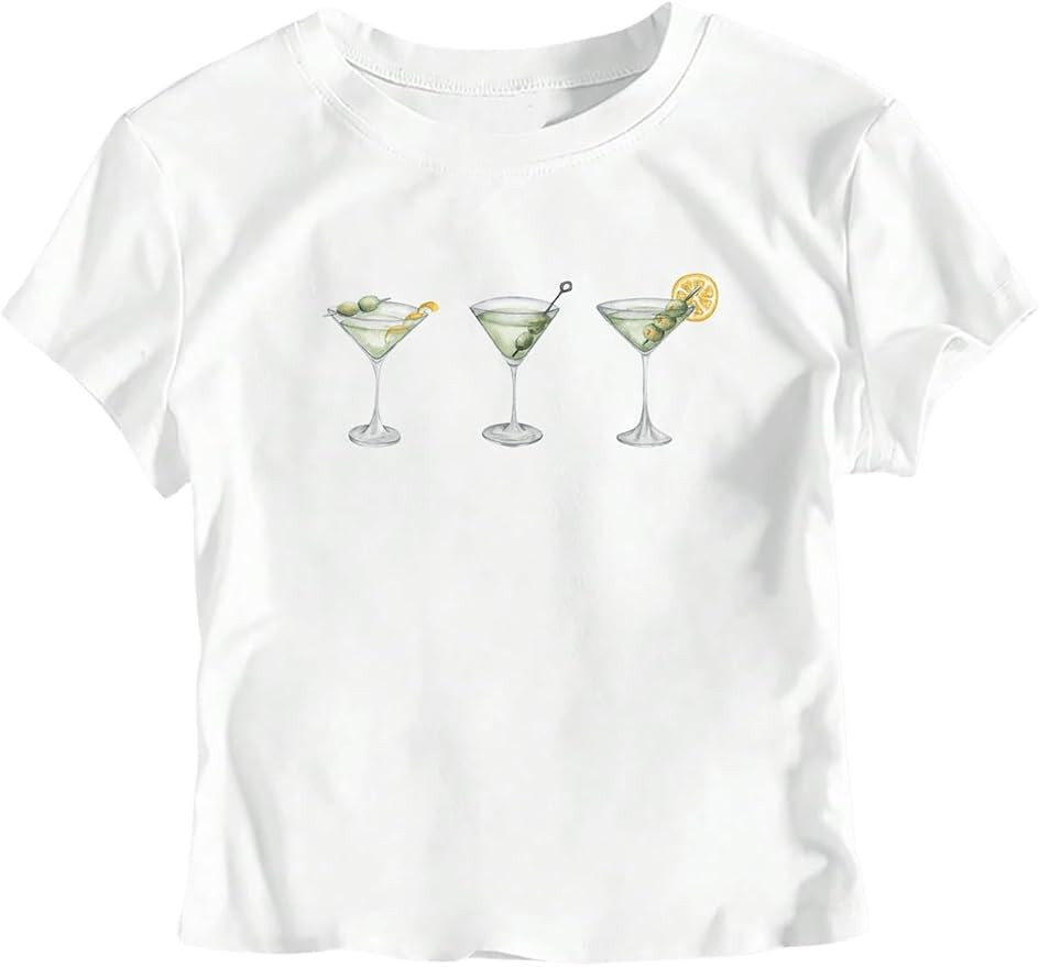 SHENHE Women's Summer Graphic Crop Tee Crew Neck Short Sleeve Funny Fitted T Shirt Top | Amazon (US)