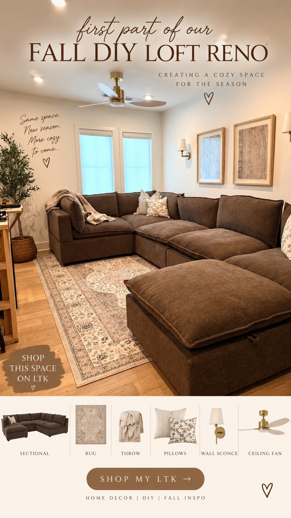 We’re giving our loft a cozy, collected-for-fall refresh, and I’m so excited to finally bring this space to life. Think warm neutrals, layered textures, vintage-inspired details, and all the cozy vibes. ✨

This is just the beginning… there’s SO much more to come! 🏡🍁

#LTKSeasonal #LTKHome #LTKmomlife