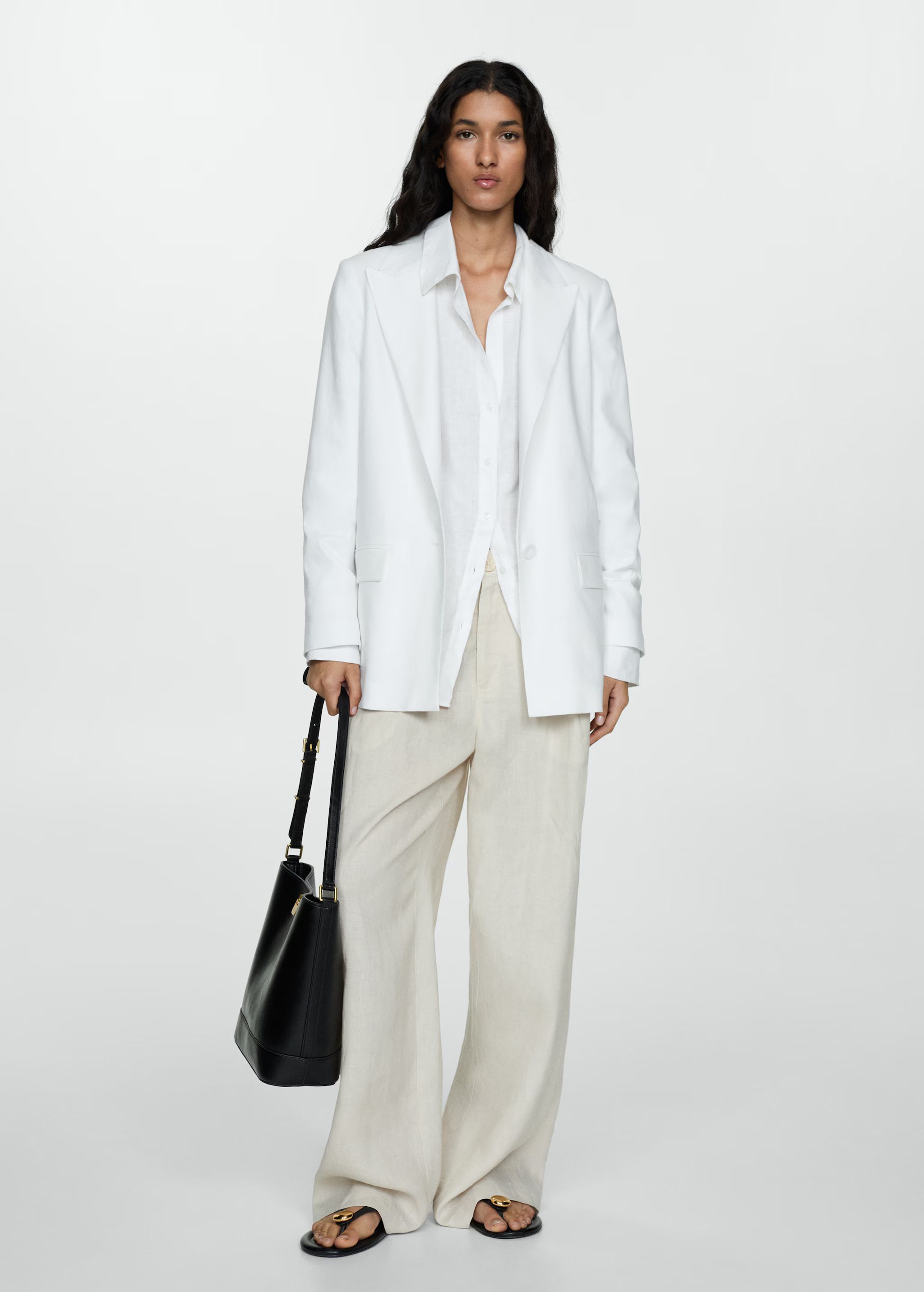 Straight-fit linen blazer - Woman | MANGO USA | MANGO (US)