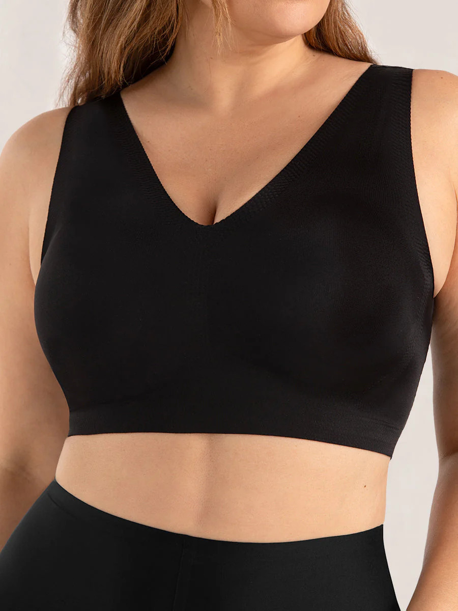 Truekind Everyday Comfort V-Neck Bralette Shapewear Black 3XL | Shapermint