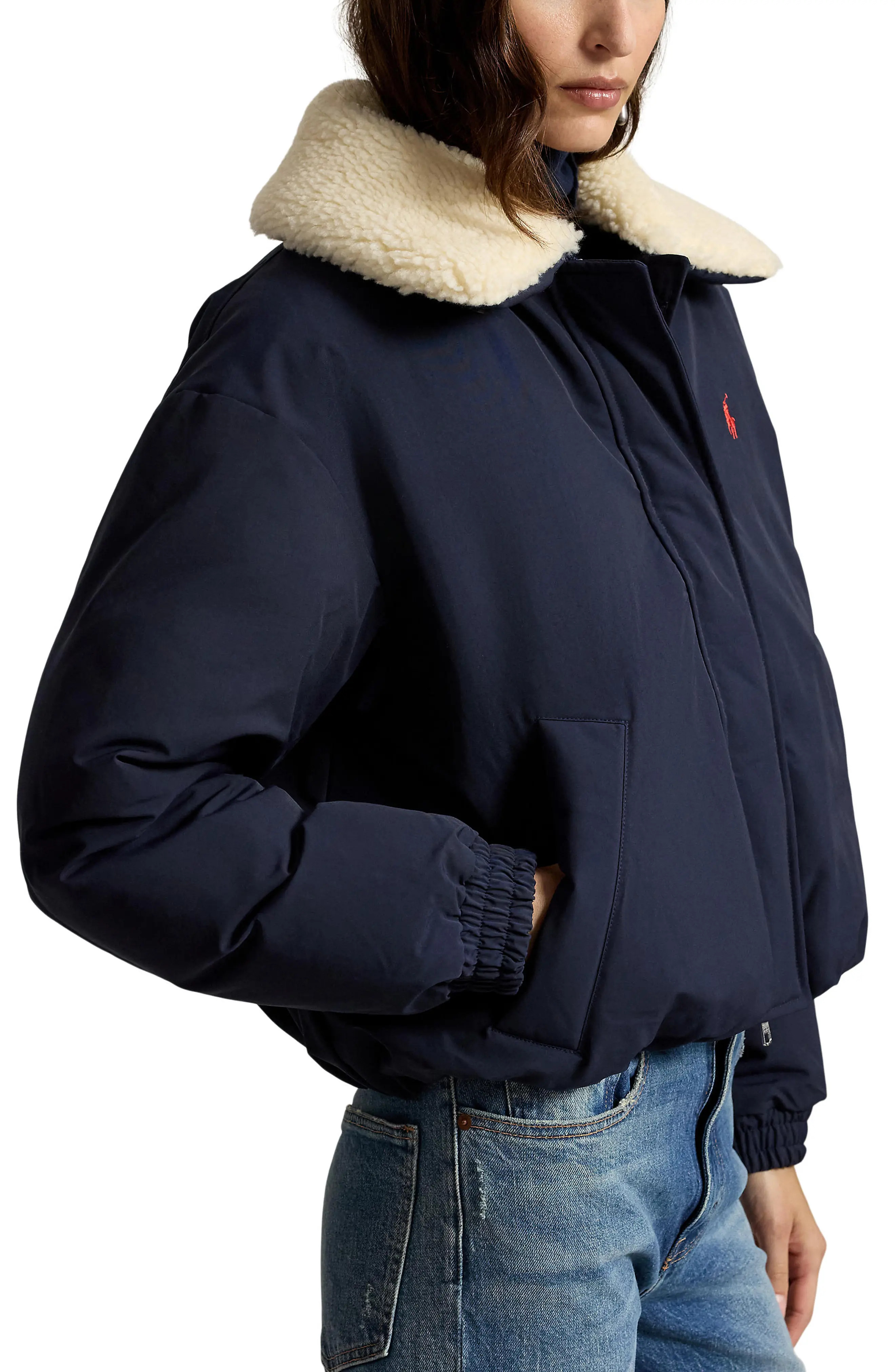 Matte Down Jacket with Faux Shearling Collar | Nordstrom