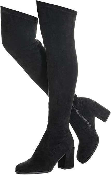 N.N.G Women Over the Knee Boots Thigh High Suede Black Long Block Winter Chunky Above The Knee Po... | Amazon (US)