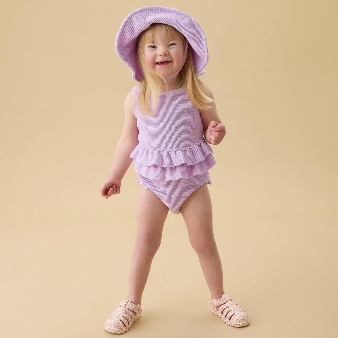 Lilac Frilled Swimsuit & Floppy Hat | Baby Mori (US)