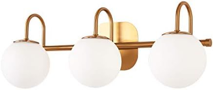 Modern Bathroom Vanity Light Fixtures ZHUOER 3 Lights Brushed Brass Frame and Milk White Glass Gl... | Amazon (US)