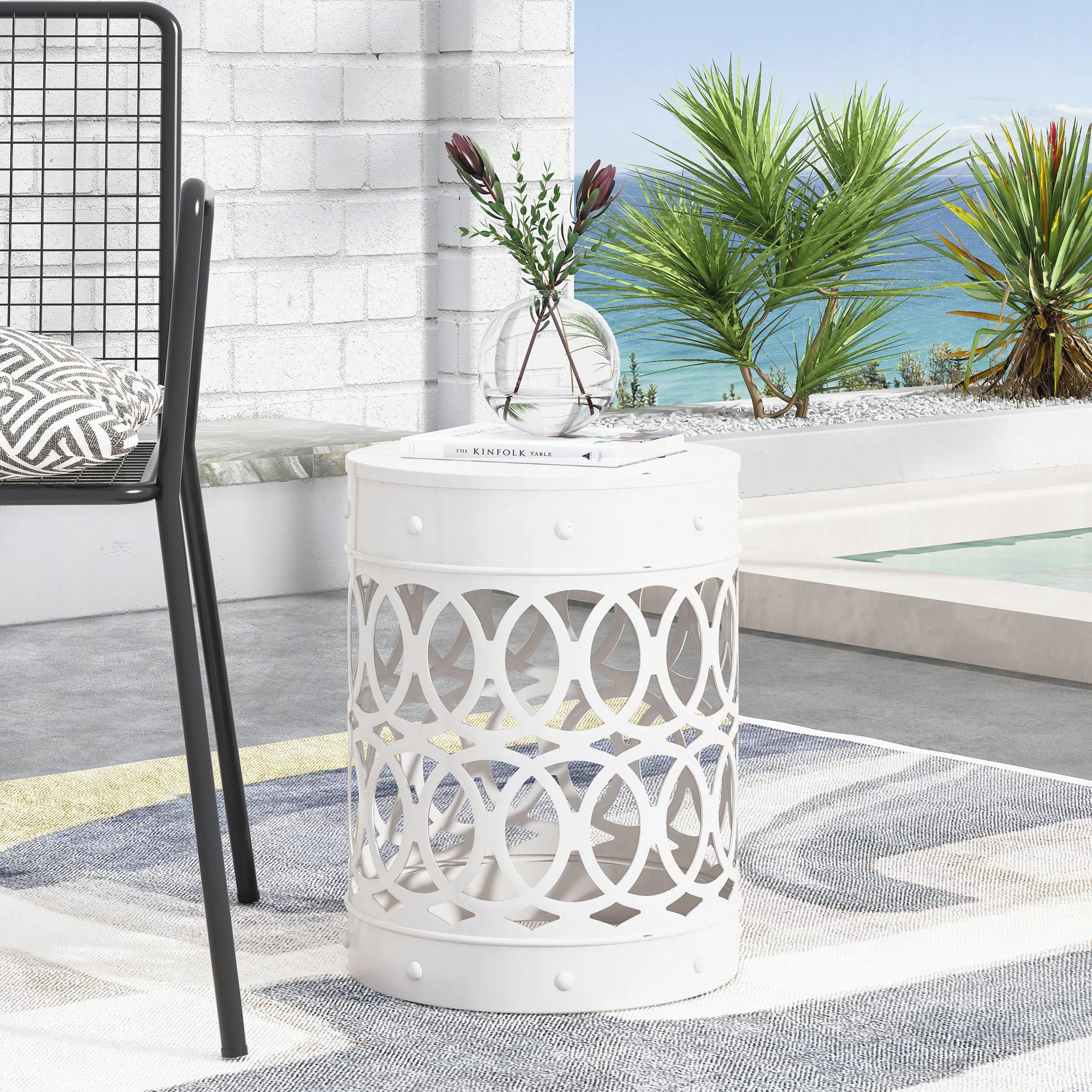 Asbel Round Metal Outdoor Side Table , 13.75'' in. W 13.75'' in. D | Wayfair North America