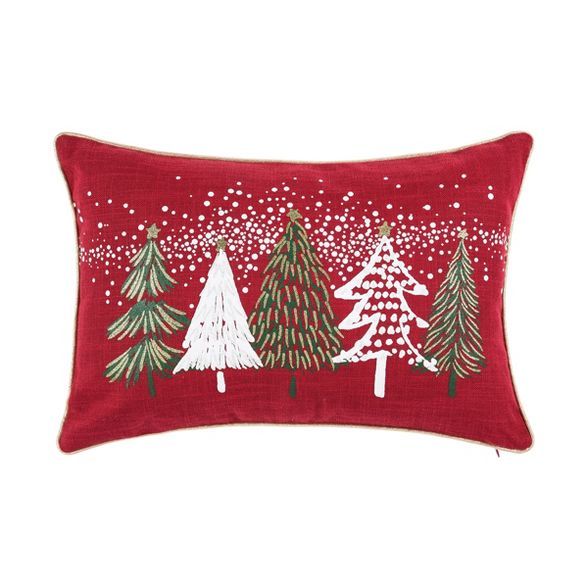 C&F Home 13" x 20" Snowy Trees Embellished Christmas Holiday Throw Pillow | Target