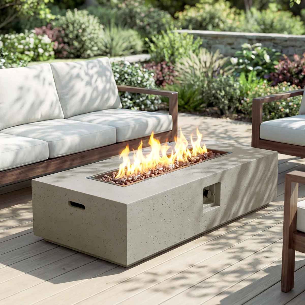 Oquendo Rectangle Magnesium Oxide Propane Outdoor Fireplace | Wayfair North America