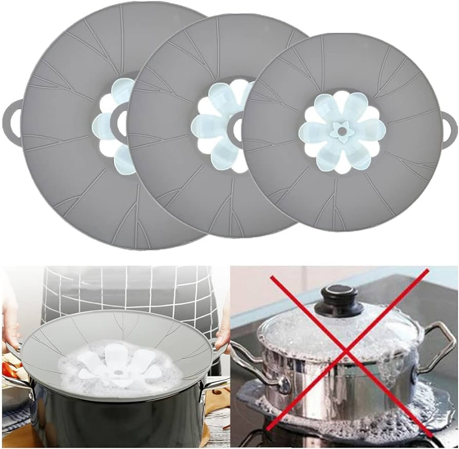 3 PCS Spill Stopper Lid Cover, Diameter Length 8.86'' + 10.24'' + 11.42'' Boil Safeguard Lid Cove... | Amazon (US)